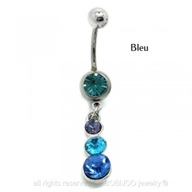 PIP0011 BOBIJOO Jewelry Piercing Ombelico In Acciaio Chirurgico Strass 3 Colori