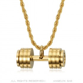 Dumbbell pendant Stainless steel Gold IM#22374