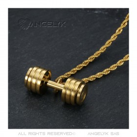 Dumbbell pendant Stainless steel Gold IM#22375