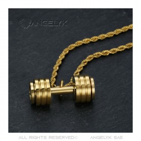 Dumbbell pendant Stainless steel Gold IM#22376