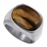 Anillo de ojo de tigre para hombre Acero inoxidable Chevalière IM#22380