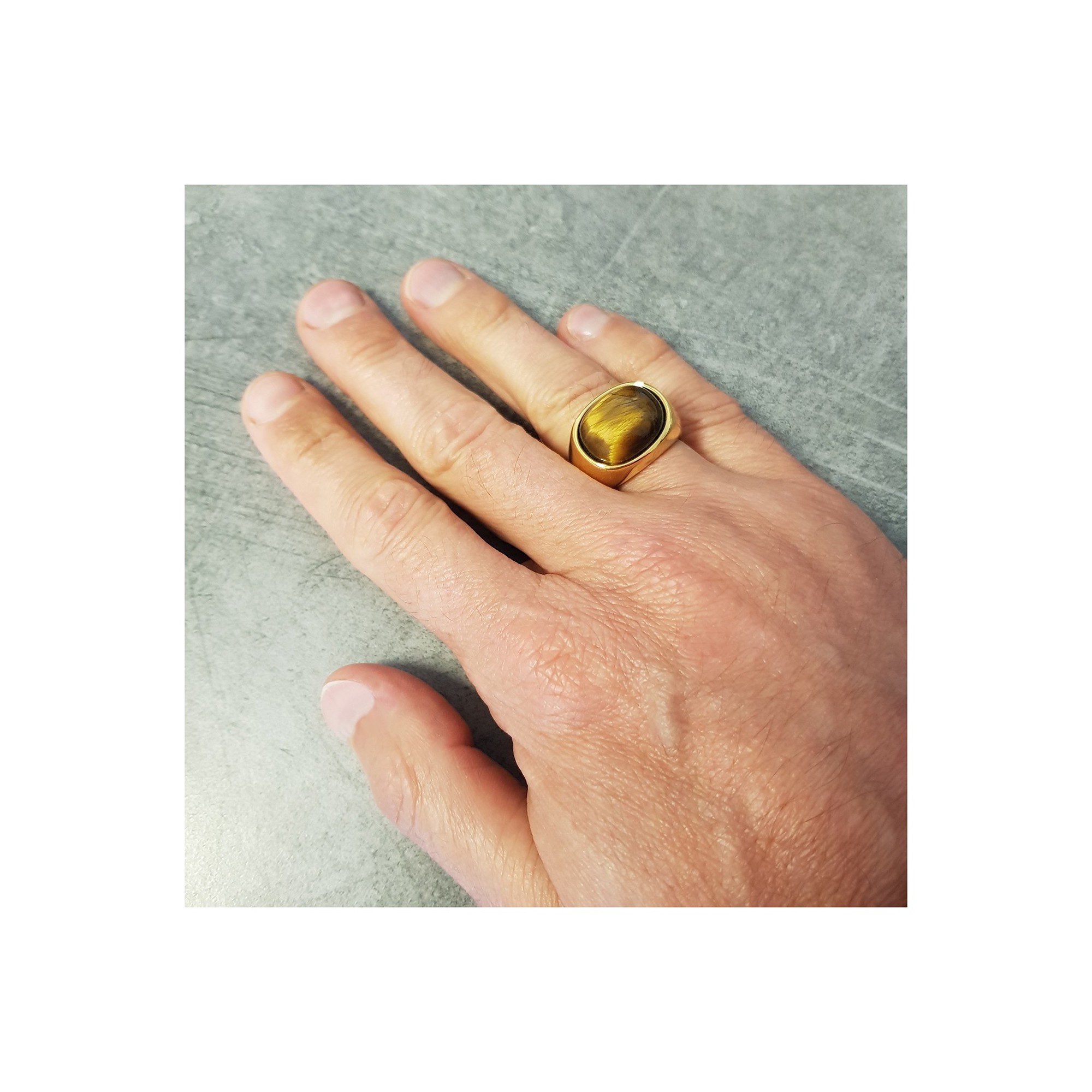 Pendentif Torsadé Bague Oeil De Tigre - Chevalière En Or 18 Carats - Bague Auriculaire Pour Homme Oeil De Tigre - Bague Pour Homme - Ovale En Or Pour Homme - Bagues Par Pendentif Torsadé - France