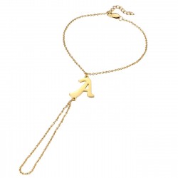 Bracelet bague Passa Mano Lettre au choix Acier Or  IM#22412