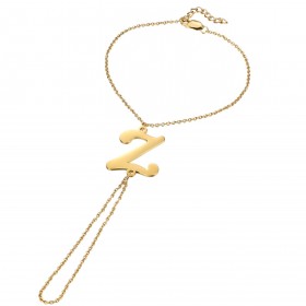 Bracelet bague Passa Mano Lettre au choix Acier Or  IM#22437
