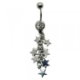 PIP0013 BOBIJOO Jewelry Piercing Navel Surgical Steel Rhinestone Stars