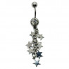 PIP0013 BOBIJOO Jewelry Piercing Ombelico In Acciaio Chirurgico Strass Stelle