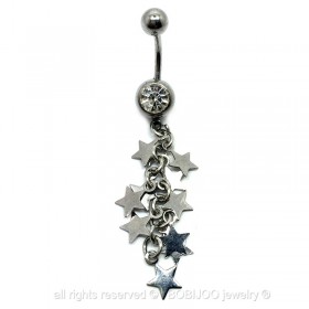 PIP0013 BOBIJOO Jewelry Piercing Ombligo De Acero Quirúrgico De Diamante De Imitación De Estrellas