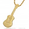 Ciondolo a forma di chitarra gitana Collana in acciaio dorato IM#22475