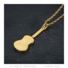 Gypsy Guitar Pendant Gold Steel Necklace IM#22477