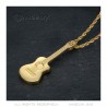 Pendentif Guitare Voyageur Gipsy Acier Plaqué Or + Chaîne  IM#22488