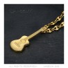 Pendant Guitar Pan Cut Gypsy Musician Coffee Bean Steel Gold IM#22494