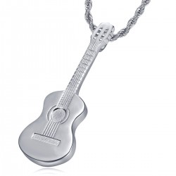 Ciondolo chitarra zingara musicista in acciaio collana d'oro  IM#22498