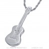 Gitarrenanhänger Gypsy Musiker Halskette Stahl Silber IM#22499