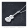 Pendentif Guitare Gitan Musicien Collier Acier Argent  IM#22500