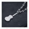 Pendentif Guitare Gitan Musicien Collier grain de café Acier Argent  IM#22507