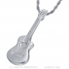 Colgante Guitarra corte de sartén Músico gitano Collar Acero Plata IM#22511