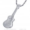 Pendant Guitar pan cut Gypsy Musician Necklace Steel Silver IM#22511