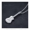 Colgante Guitarra corte de sartén Músico gitano Collar Acero Plata IM#22512