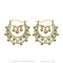 Creoles 35 mm da donna adulto verde smeraldo IM#22589