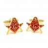 BM0005 BOBIJOO Jewelry Cufflinks freemasonry, Gold Red