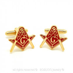 BM0005 BOBIJOO Jewelry Gemelli massoneria, Oro, Rosso