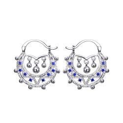 Savoiardo Bambino Adulto 25 mm Creoli Blu Zaffiro Argento IM#22624