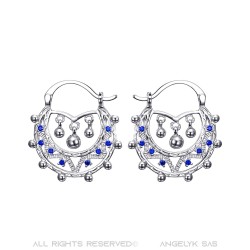 Savoiardo Bambino Adulto 25 mm Creoli Blu Zaffiro Argento IM#22625