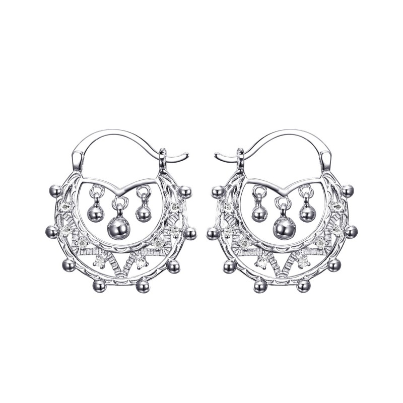 Savoyard Children Adult 25mm Silver Diamond Hoop Earrings IM#22636