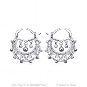 Pendientes de aro de diamante de plata de 25 mm de Savoyard Child Adult IM#22637