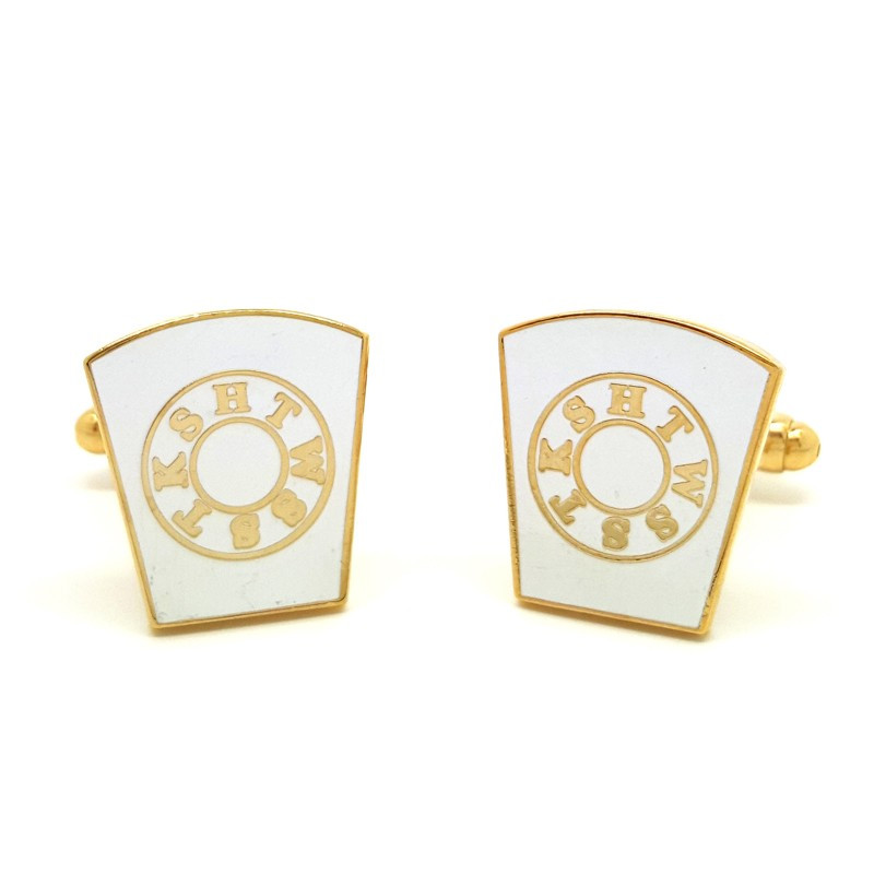 BM0007 BOBIJOO Jewelry Cufflinks freemasonry, Gold and White HTWSSTKS