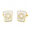 BM0007 BOBIJOO Jewelry Cufflinks freemasonry, Gold and White HTWSSTKS