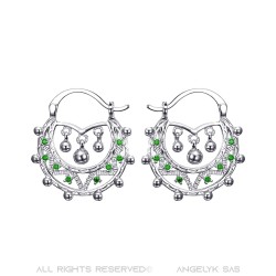 Savoiardo Bambino Adulto 25 mm Creoli Verde Smeraldo Argento IM#22643