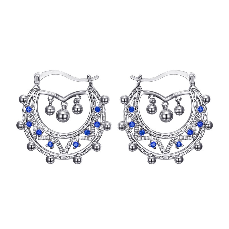 Adult Women's 35mm Creoles Sapphire Blue Silver IM#22648