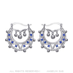 Creoles da 35 mm per adulti Donna Blu Zaffiro Argento IM#22649