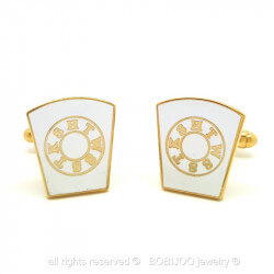 BM0007 BOBIJOO Jewelry Gemelli massoneria, Oro e Bianco HTWSSTKS