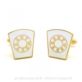 BM0007 BOBIJOO Jewelry Gemelli massoneria, Oro e Bianco HTWSSTKS