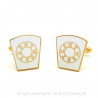 BM0007 BOBIJOO Jewelry Cufflinks freemasonry, Gold and White HTWSSTKS