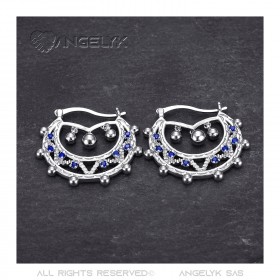 Creoles para mujeres adultas de 35mm Azul Zafiro Plata IM#22650