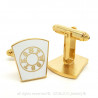 BM0007 BOBIJOO Jewelry Cufflinks freemasonry, Gold and White HTWSSTKS