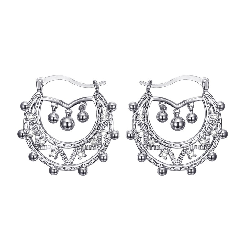 Pendientes de aro de diamante de plata de 35 mm para mujeres adultas IM#22660