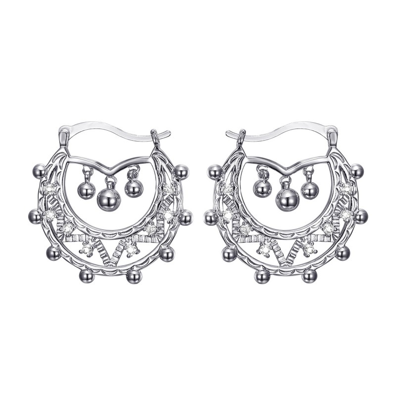 Adult Women's 35mm Silver Diamond Hoop Earrings IM#22660