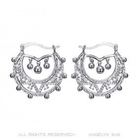 Adult Women's 35mm Silver Diamond Hoop Earrings IM#22661
