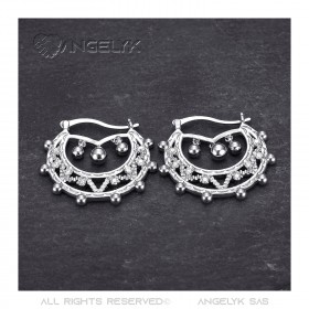 Adult Women's 35mm Silver Diamond Hoop Earrings IM#22662