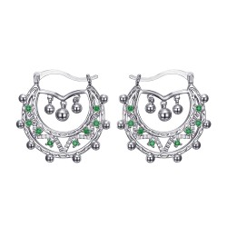 Creoles da 35 mm per adulti, verde smeraldo, argento IM#22666