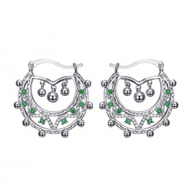 Adult Women's 35mm Creoles Emerald Green Silver IM#22666