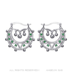 Creoles da 35 mm per adulti, verde smeraldo, argento IM#22667