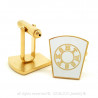 BM0007 BOBIJOO Jewelry Cufflinks freemasonry, Gold and White HTWSSTKS