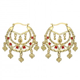 Boucles d'oreilles Savoyardes Niglo Femme Gitane Or Rubis  IM#22688