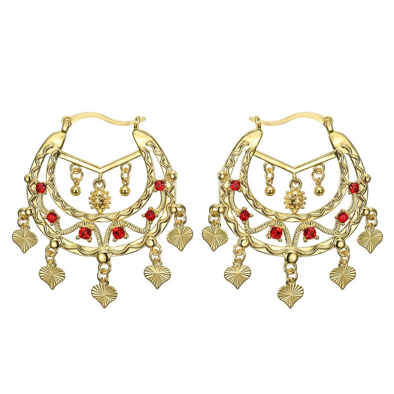 Niglo Women's Gitane Ruby Gold Savoyard Earrings IM#22688