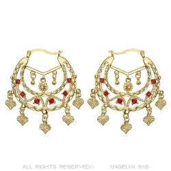 Niglo Women's Gitane Ruby Gold Savoyard Earrings IM#22689